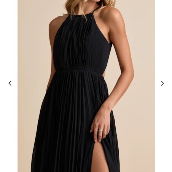 Lulus Rylie Black Pleated Backless Maxi Dress - Size S - Picture 3 of 4